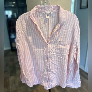 Victoria’s Secret size Large, pajama set. Pink/white stripped cotton set.